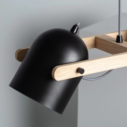 Metalowy klosz Lampy Wiszącej do jadalni w stylu skandynawskim Retro Czarna Drewniana reflektory 100cm 3xE27 Caribi