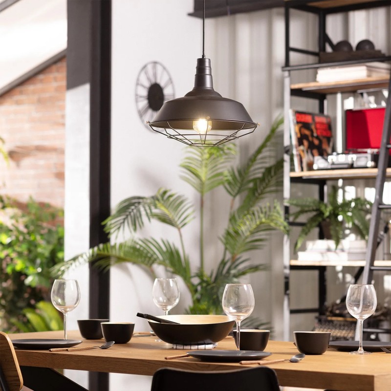 Lampa Wisząca nad stół do jadalni w stylu Retro Loft Czarna 36cm E27 Patrone