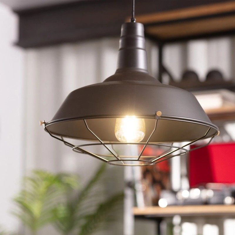 Świecąca Lampa Wisząca nad stół w stylu Retro Loft Czarna 36cm E27 Patrone
