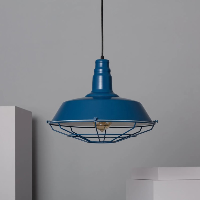 Lampa Wisząca w pokoju dziennym w stylu Retro Loft niebieska 36cm E27 Patrone