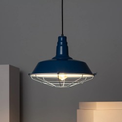 Świecąca Lampa Wisząca w pokoju dziennym w stylu Retro Loft niebieska 36cm E27 Patrone