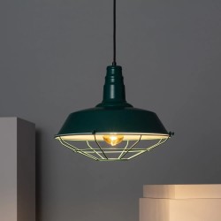 Świecąca Lampa Wisząca w biurze Retro Loft Zielona 36cm E27 Patrone