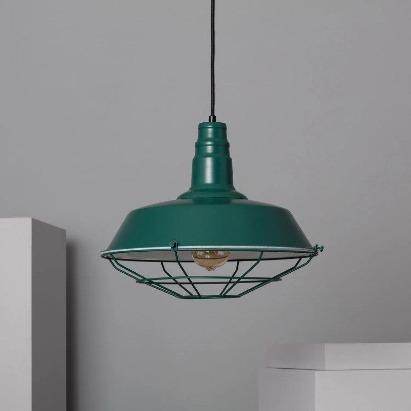 Lampa Wisząca w pokoju Retro Loft Zielona 36cm E27 Patrone