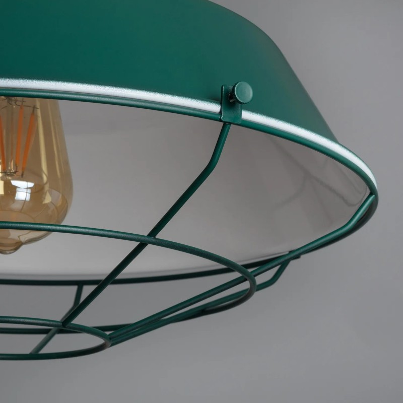 Klosz z żarówką Lampy Wiszącej do jadalni Retro Loft Zielona 36cm E27 Patrone