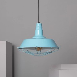 Lampa Wisząca do kuchni w stylu Retro Loft Błękitna 36cm E27 Patrone