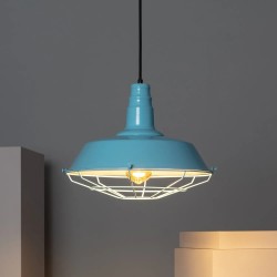 Świecąca Lampa Wisząca do kuchni Retro Loft Błękitna 36cm E27 Patrone