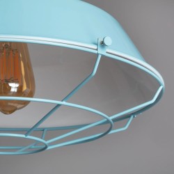 klosz oraz słona żarówki Lampy Wiszącej do jadalni w stylu Retro Loft Błękitna 36cm E27 Patrone