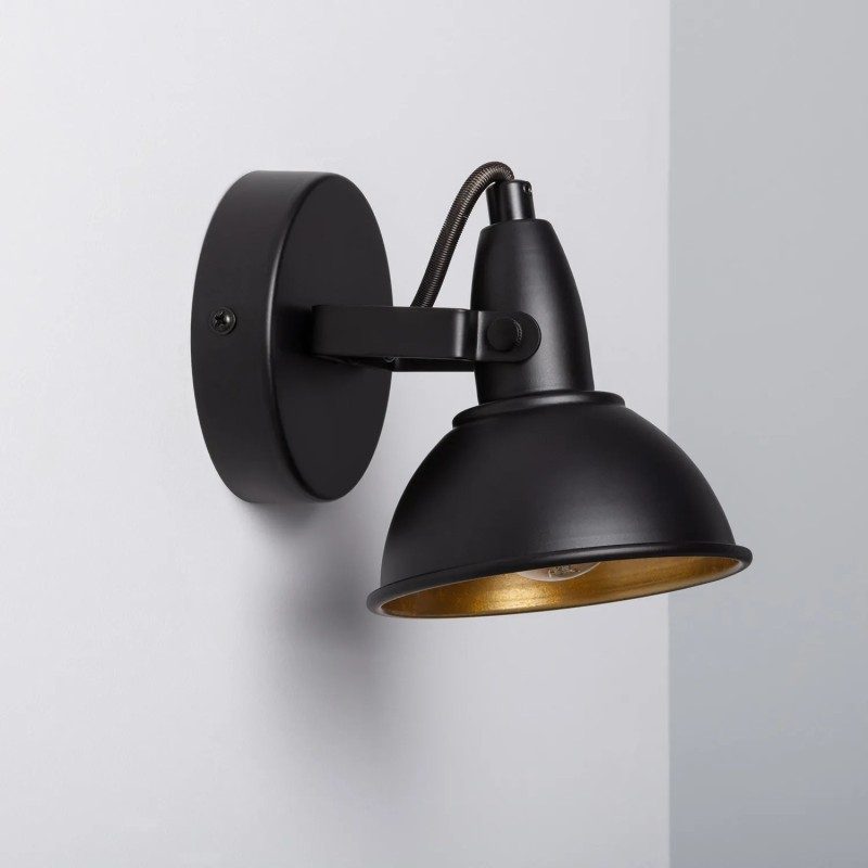Kinkiet Retro loft Czarno złoty E14  Orte na tle ściany