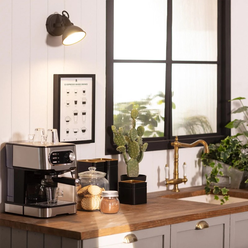 Kinkiet w salonie nad komodą Retro loft Czarno złoty E14  Orte