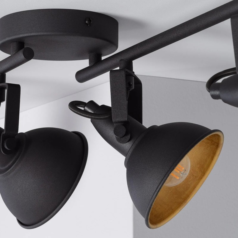 Mocowanie Lampy Sufitowej Retro Loft Czarno złotej Orte zawieszonej na suficie