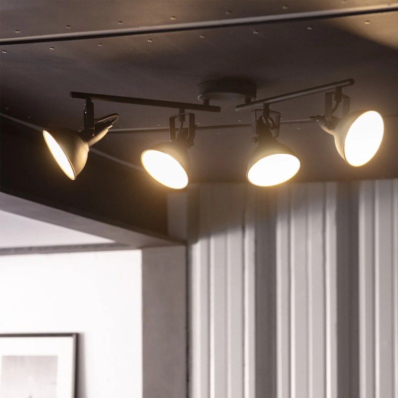 Lampa Sufitowa Retro Loft Czarna złota Orte w jadalni