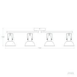 Lampa Sufitowa Retro Loft Czarna złota  z wymiarami 75cm 4xE27 Orte