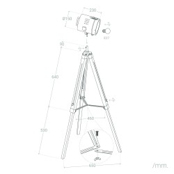 Wymiary Lampy podłogowej Retro loft Czarnej Verde Wymiary Lampy podłogowej Retro loft Czarnej Verde