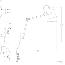 wymiary kinkietu nastawnego czarnego
