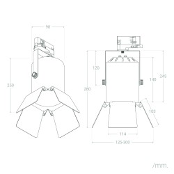 Wymiary reflektora z klapkami styl retro loft Wymiary reflektora z klapkami styl retro loft