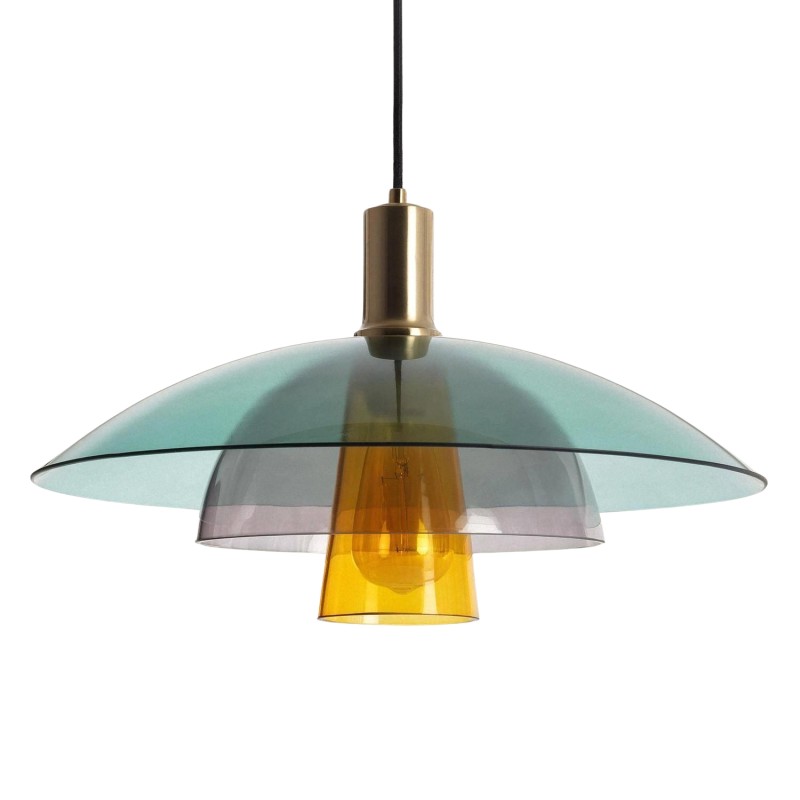 Lampa wisząca w kształcie kwiata kolorowa szklana