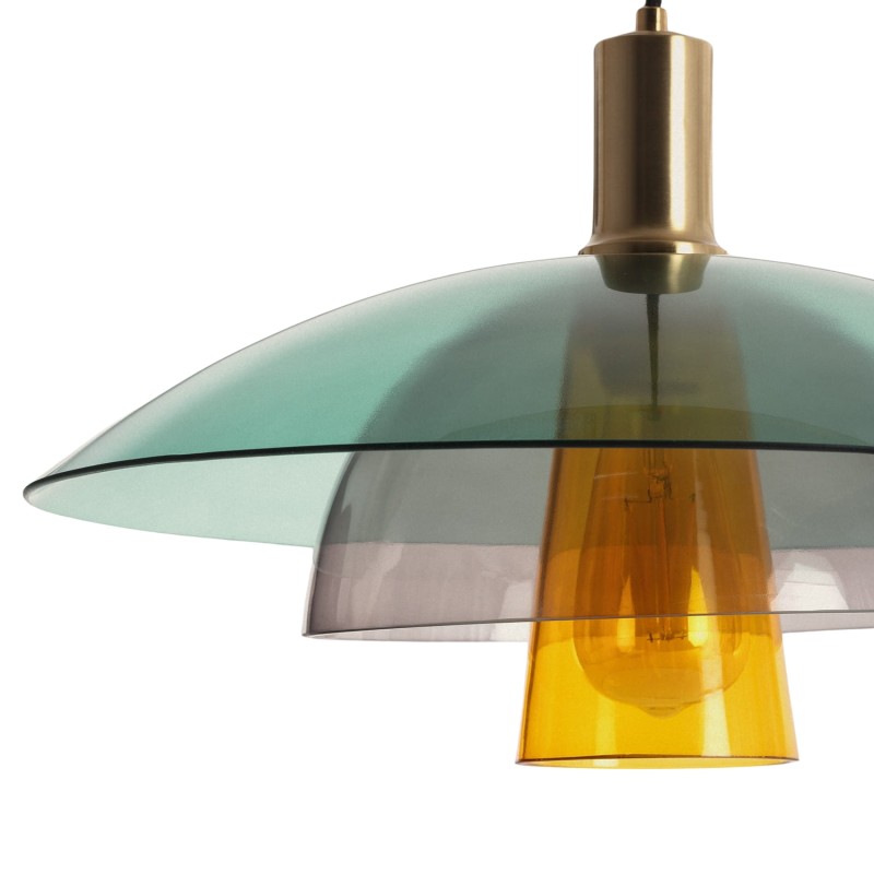 Lampa wisząca ze szklanym kloszem kwiat kolorowy na żarówkę