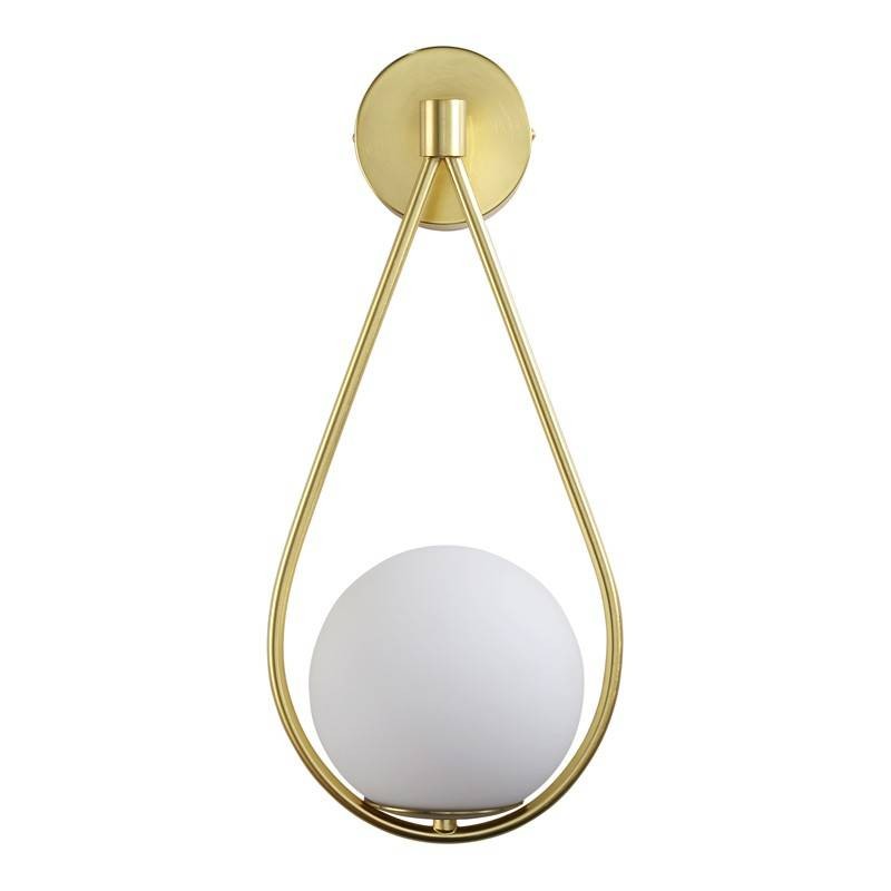 Kinkiet złoty z białym kloszem