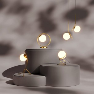 Złota lampa wisząca HERMI E27 Ø17 cm | Opalowa kula | LightInHome