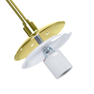 złota lampa wisząca na trzy żarówki z kloszami kulami