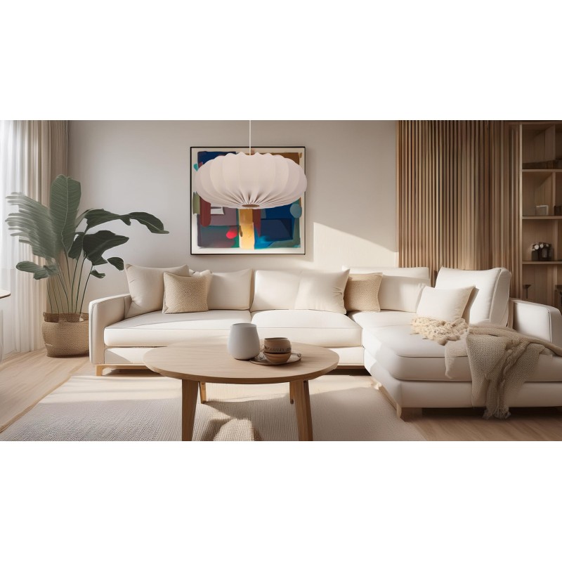 Lampa wisząca z abażurem frappe CAFEE 66cm biały 1x40W E27