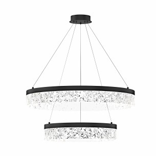 Lampa wisząca czarna FROZI 38W LED 3000K kryształki bezbarwne