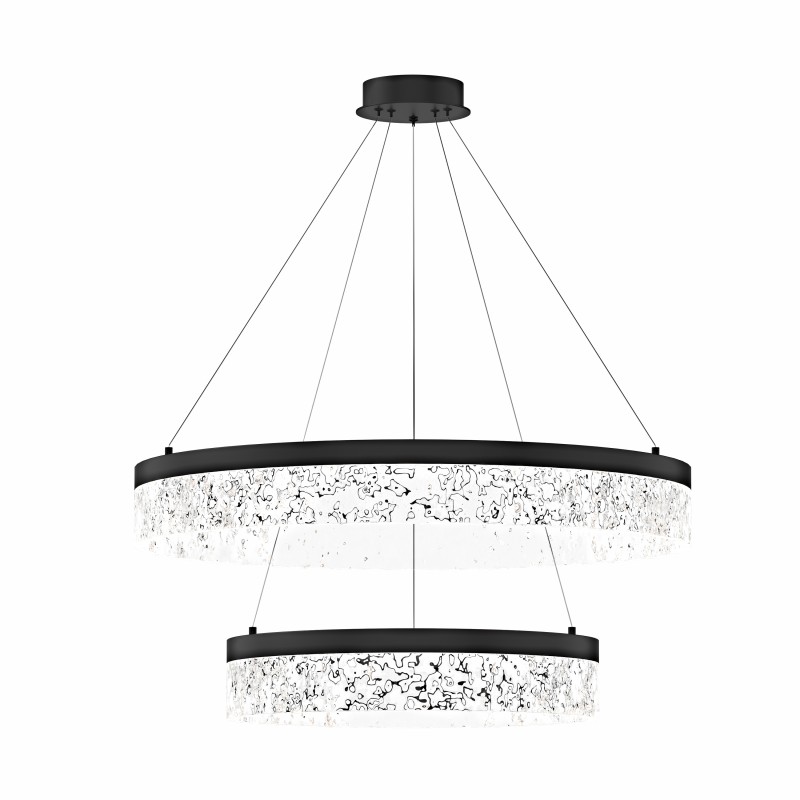 Lampa wisząca czarna FROZI 38W LED 3000K kryształki bezbarwne