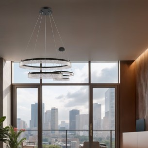 Lampa wisząca czarna FROZI 38W LED 3000K kryształki bezbarwne