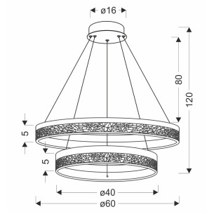 Lampa wisząca czarna FROZI 38W LED 3000K kryształki bezbarwne