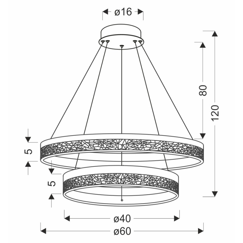 Lampa wisząca czarna FROZI 38W LED 3000K kryształki bezbarwne