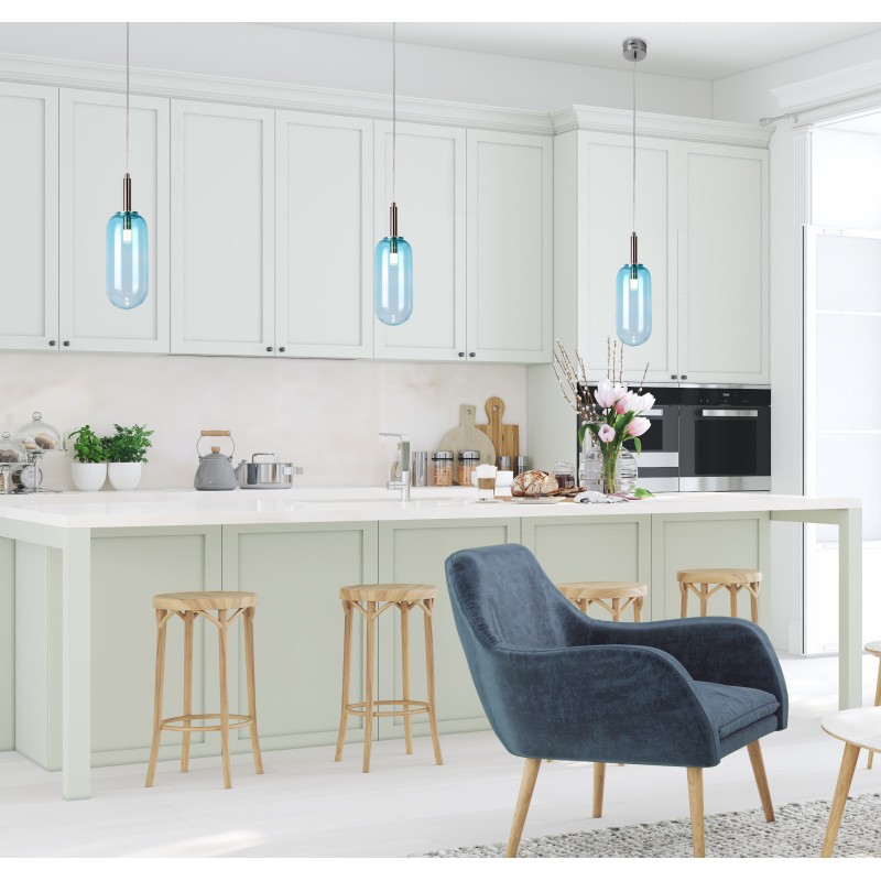 Lampa wisząca z niebieskim kloszem FIUGGI 1