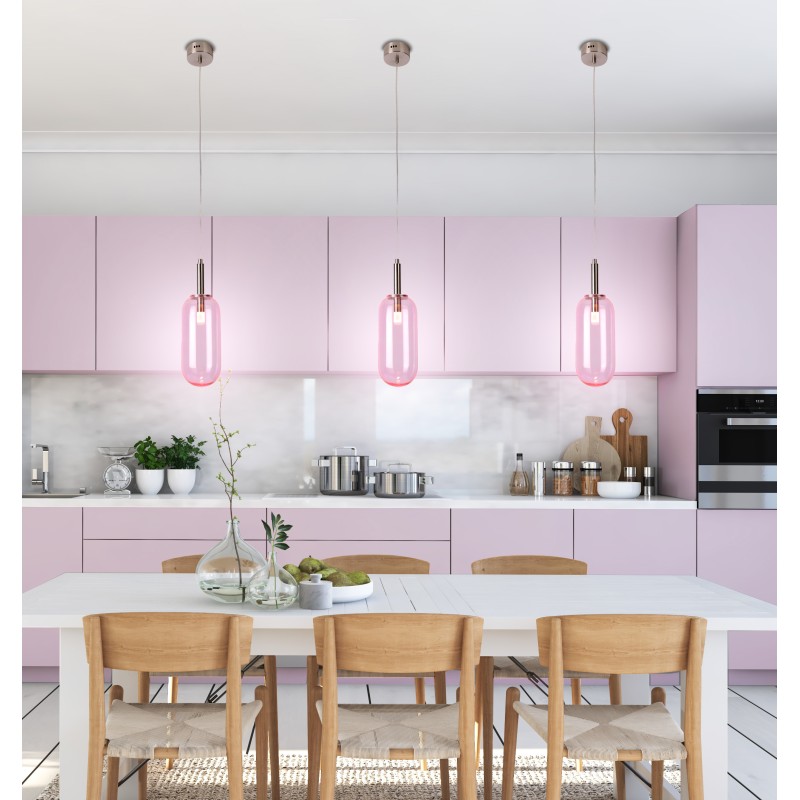 Lampa wisząca różowy klosz FIUGGI 1