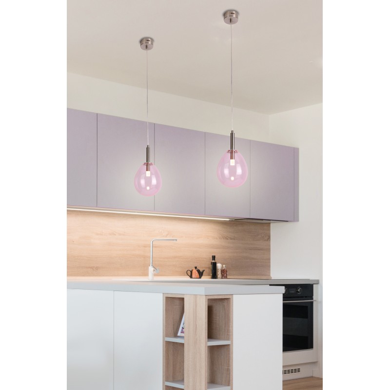 Lampa wisząca LUKKA 1 chromowy różowy