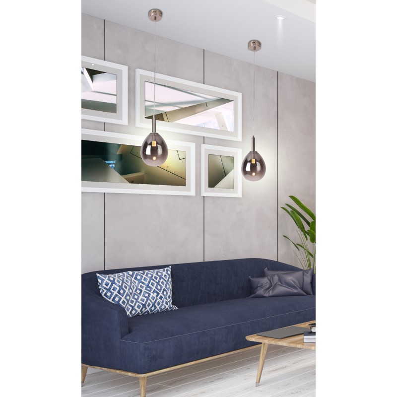 Lampa wisząca LUKKA 1 chromowy szary