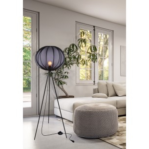 Lampa podłogowa czarna MELLOW abażur mist 52 z czarną kulą