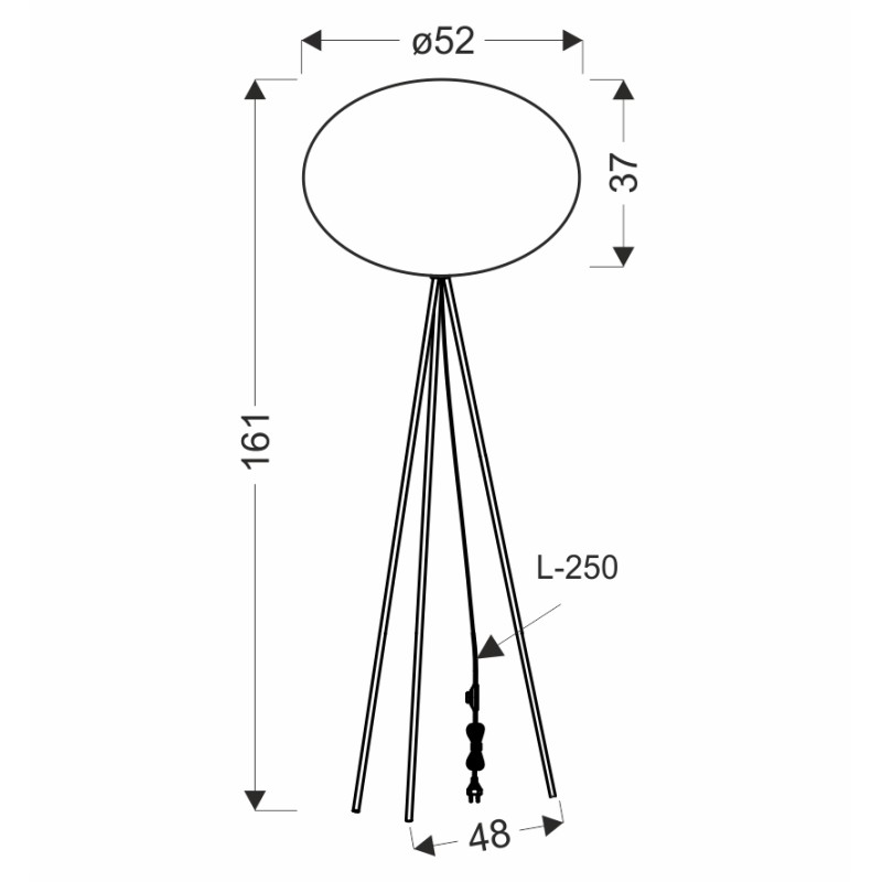 Lampa podłogowa czarna MELLOW abażur mist 52 z czarną kulą