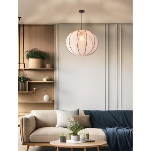 Lampa wisząca czarna MELLOW abażur mist 52 biała kula