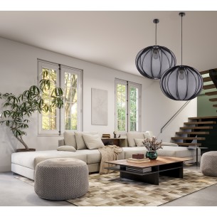 Lampa wisząca czarna MELLOW 1x40W abażur mist 52 czarny kula