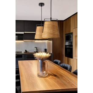 Lampa Wisząca Milbury czarny 1x40W abażur żółty do jadalni zamontowane nad stołem