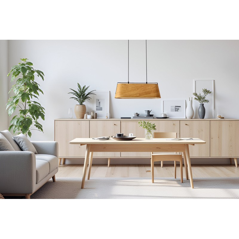 Milbury lampa sufitowa czarny 2x40W E27 abażur żółty do jadalni zamontowana nad stołem