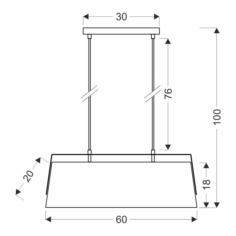 Wymiary Milbury lampy wiszącej czarny 2x40W E27 abażur żółty