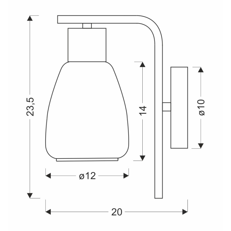 Lampa naścienna kinkiet MOLDO 1x40W klosz bursztynowy