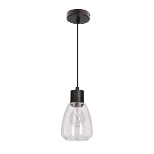 Lampa wisząca czarny MOLDO 1x40W E27 klosz bezbarwny