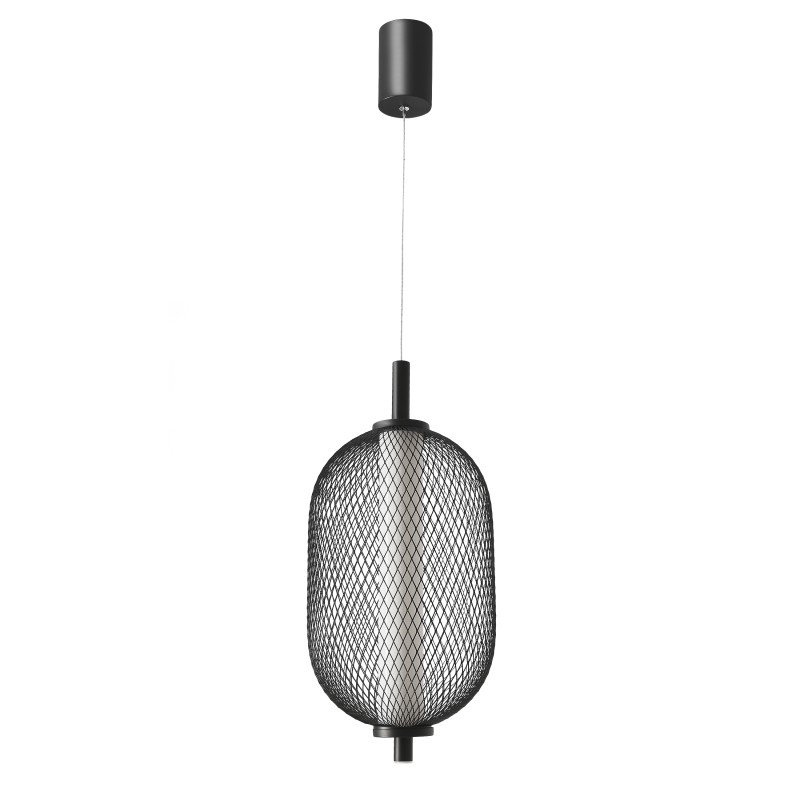Lampa wisząca czarna PUMA 10W LED 3000K klosz biały