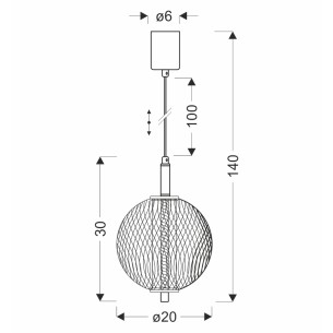 Lampa wisząca PUMA 20cm czarna 10W LED 3000K klosz biały