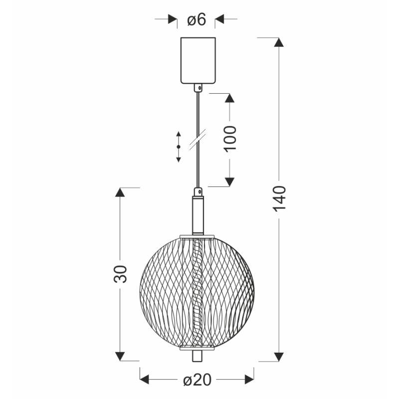 Lampa wisząca PUMA 20cm czarna 10W LED 3000K klosz biały