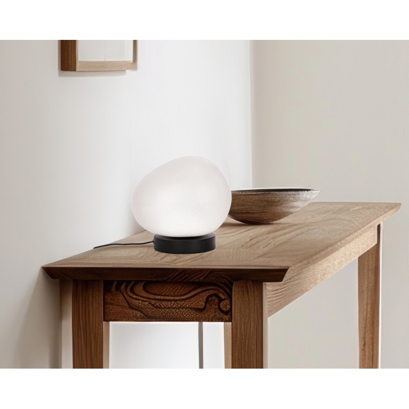 Lampa stołowa czarna klosz biały STONES 20cm 1x40W E27