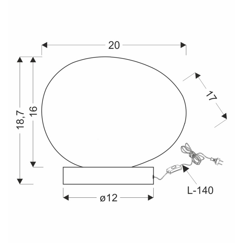 Lampa stołowa czarna klosz biały STONES 20cm 1x40W E27