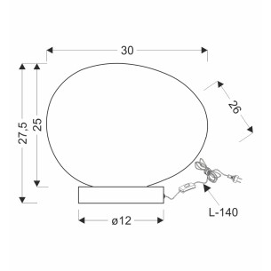 Lampa stołowa czarna STONES z białym kloszem 30cm 1x40W E27