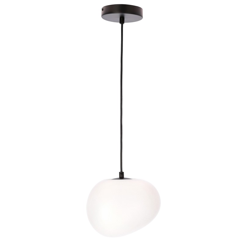 Lampa wisząca czarny klosz biały STONES  20cm 1x40W E27